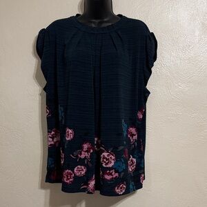 Elle Blue and Pink Floral Women's Blouse